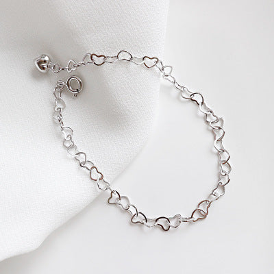 Lovcia 925 Sterling Silver Hollow Heart Bracelet 195mm-Bracelets-Rhodium-Rhodium