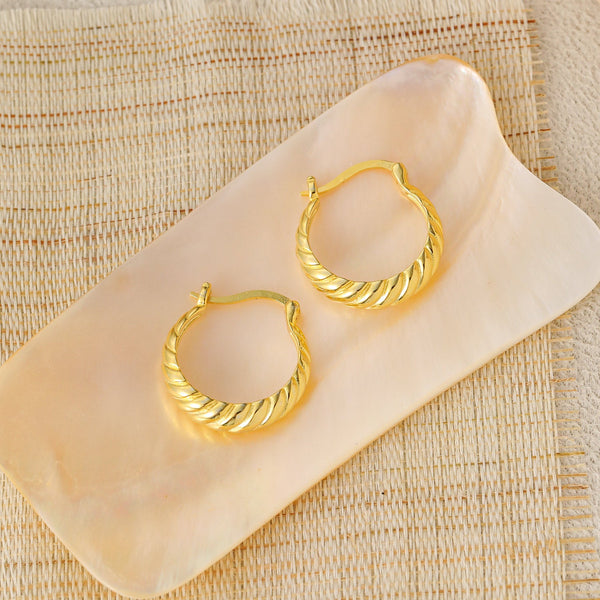 Lovcia 925 Sterling Silver Hoop Earrings 18K Gold Plated-Earrings-Yellow Gold-Yellow Gold