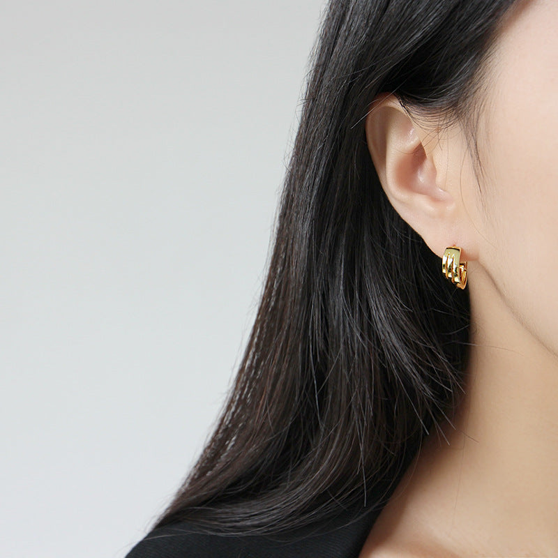 Lovcia 925 Sterling Silver Hoop Earrings Gold Plated 6.5mm-Earrings-