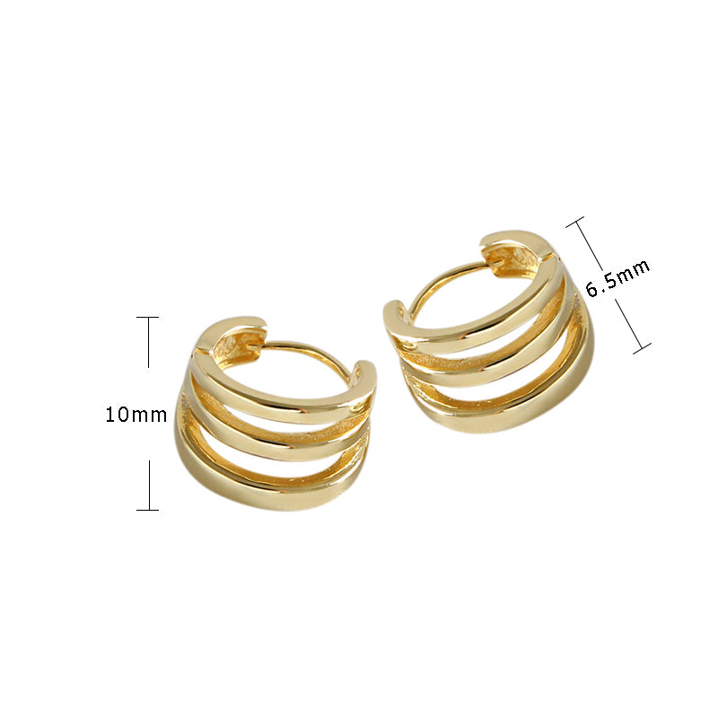 Lovcia 925 Sterling Silver Hoop Earrings Gold Plated 6.5mm-Earrings-