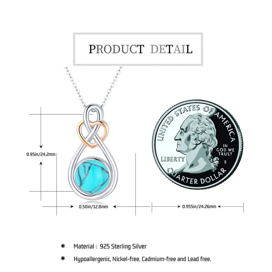 Lovcia 925 Sterling Silver Infinity Love Heart Necklace with Turquoise Pendant Jewellery-Necklaces-12.8mm*24.2mm-12.8mm*24.2mm