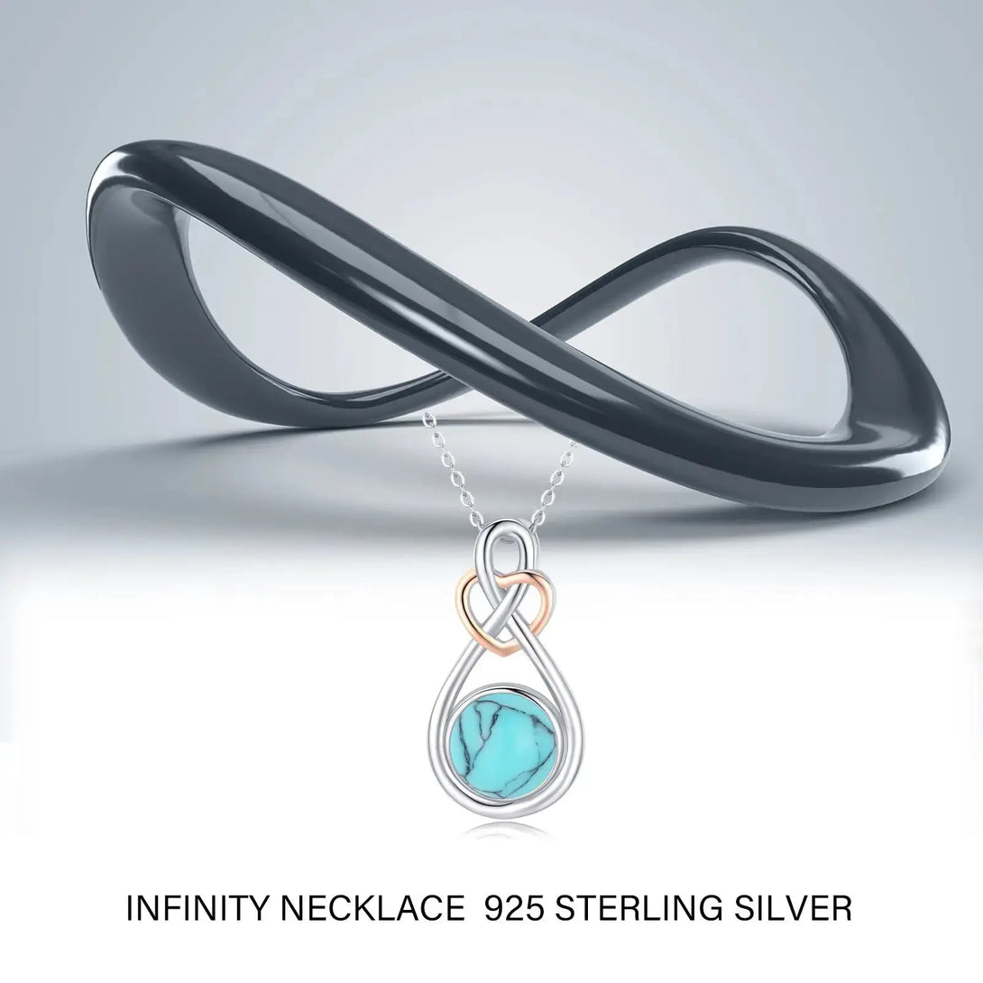 Lovcia 925 Sterling Silver Infinity Love Heart Necklace with Turquoise Pendant Jewellery-Necklaces-12.8mm*24.2mm-12.8mm*24.2mm