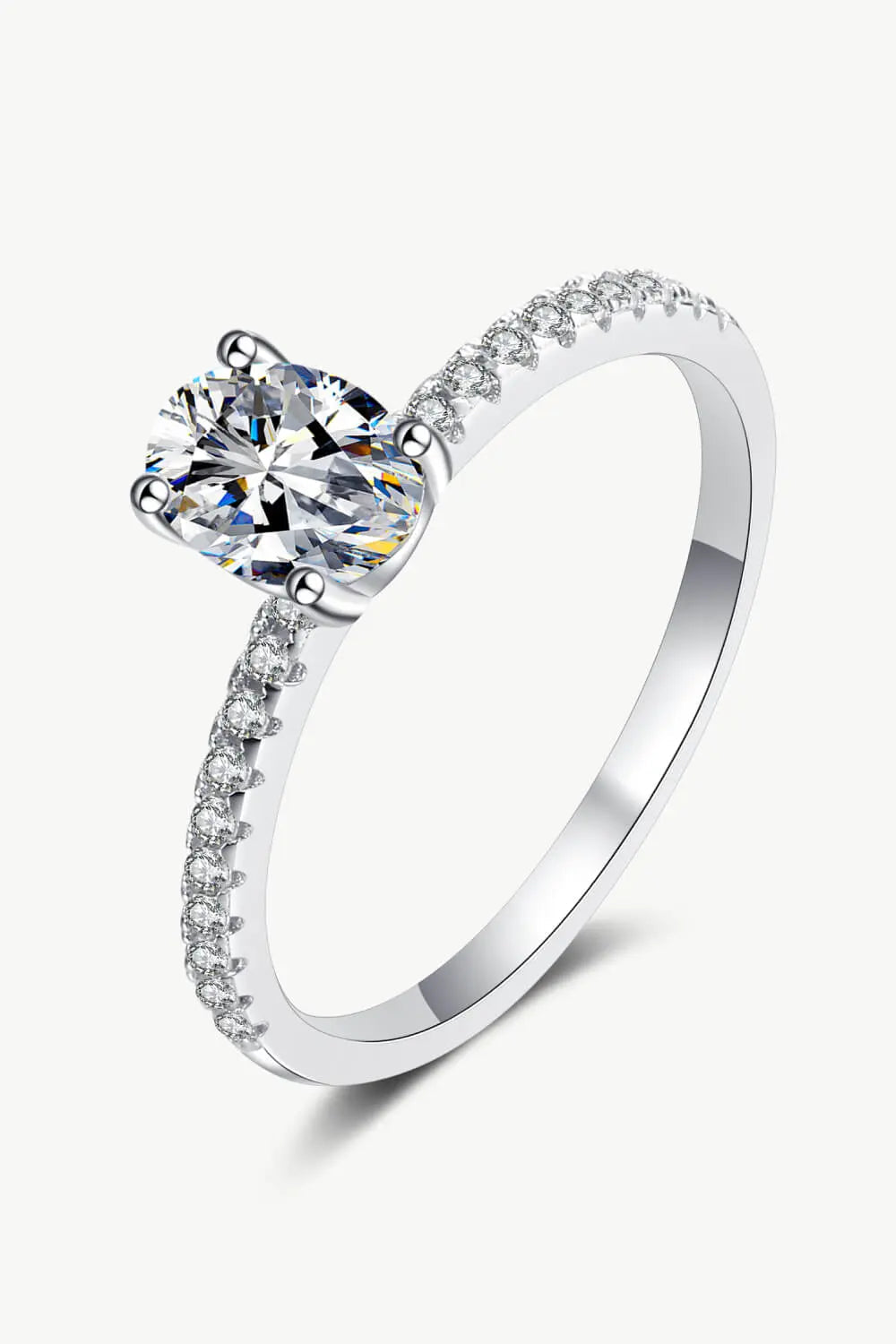 Lovcia 925 Sterling Silver Inlaid 1 Carat Moissanite Ring-Rings-Silver-4-Silver