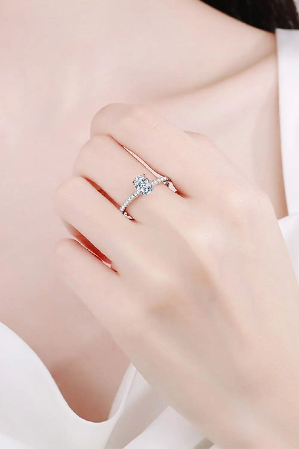 Lovcia 925 Sterling Silver Inlaid 1 Carat Moissanite Ring-Rings-Silver-4-Silver