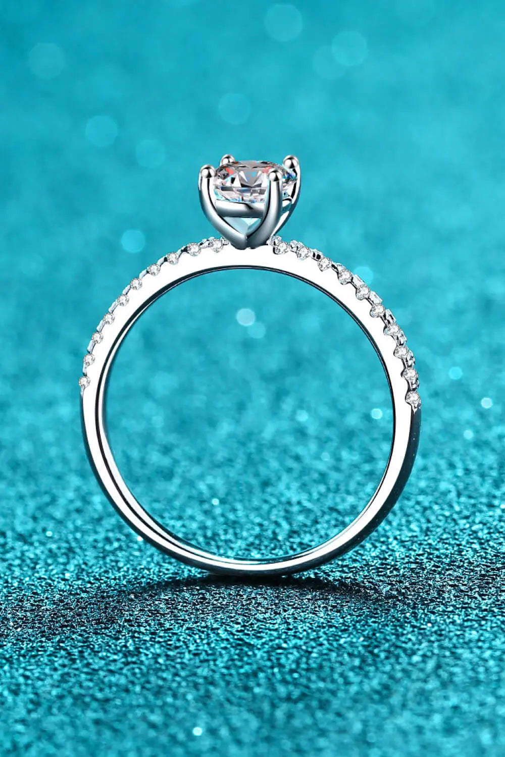 Lovcia 925 Sterling Silver Inlaid 1 Carat Moissanite Ring-Rings-Silver-4-Silver