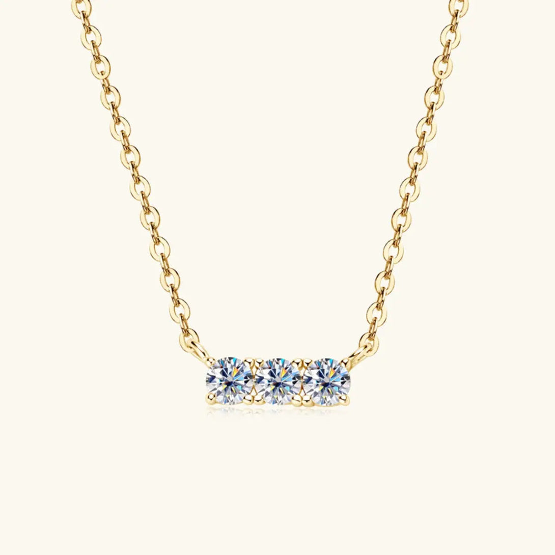 Lovcia 925 Sterling Silver Inlaid Moissanite Bar Necklace-Necklaces-Gold-One Size-Gold