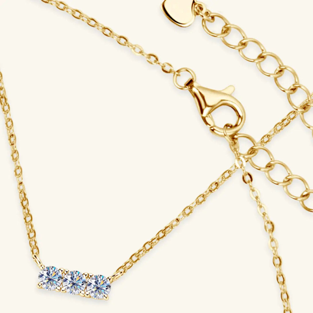 Lovcia 925 Sterling Silver Inlaid Moissanite Bar Necklace-Necklaces-Gold-One Size-Gold