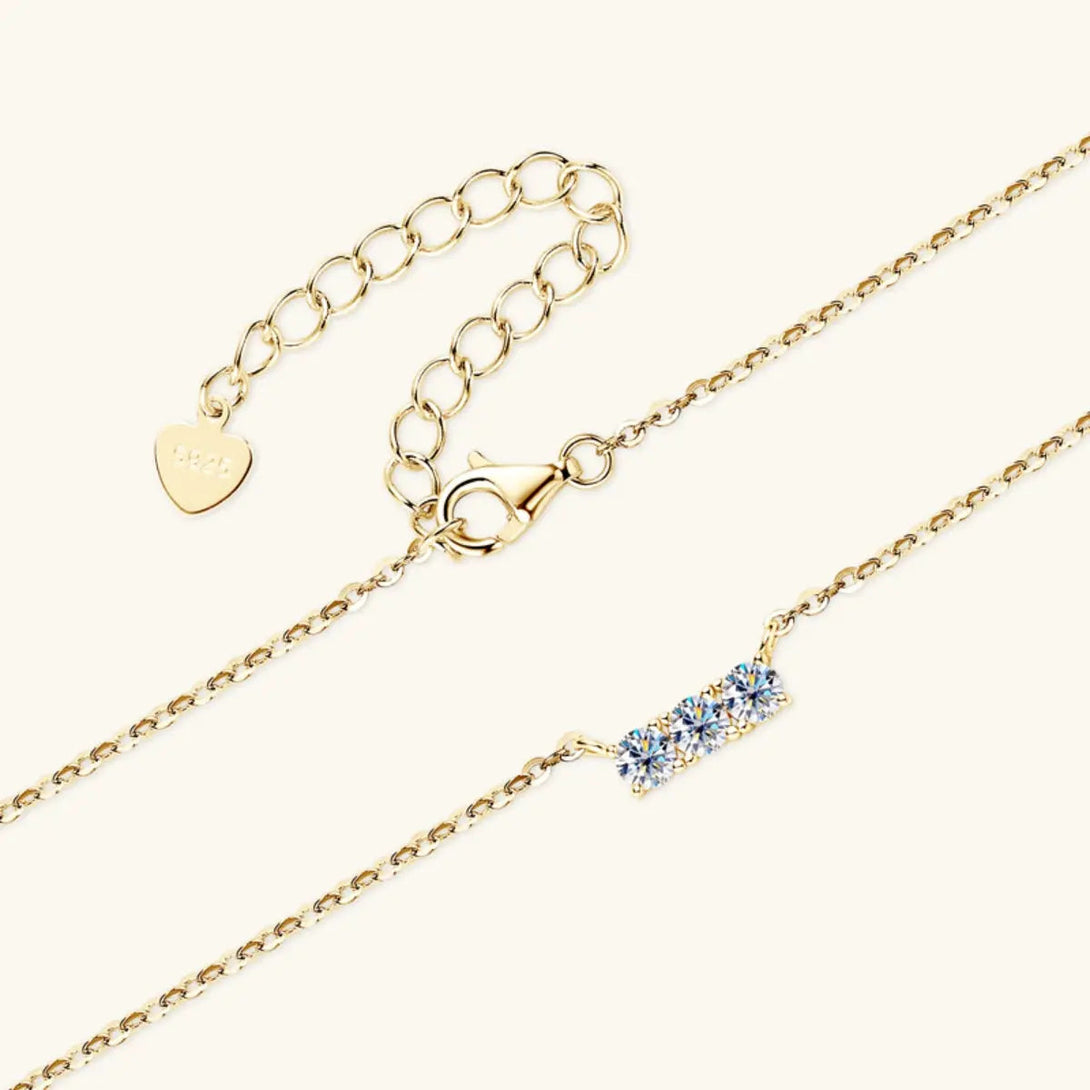 Lovcia 925 Sterling Silver Inlaid Moissanite Bar Necklace-Necklaces-Gold-One Size-Gold