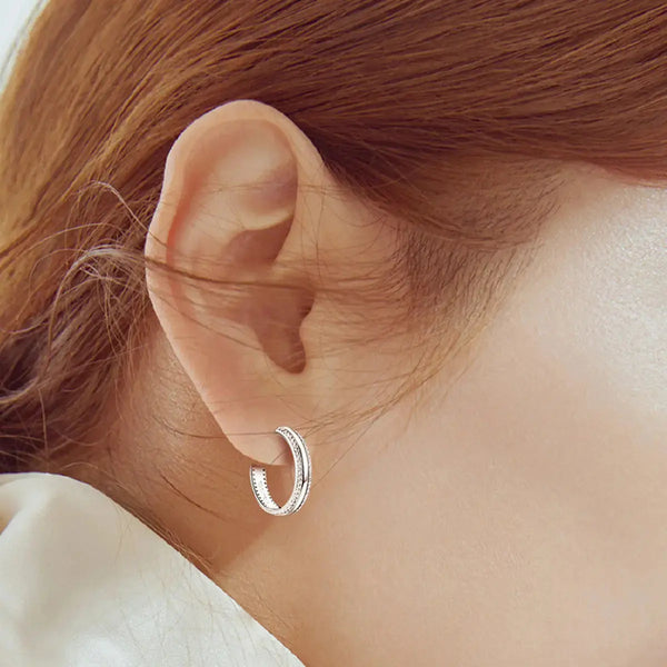 Lovcia 925 Sterling Silver Inlaid Moissanite C-Hoop Earrings-Earrings-Silver-One Size-Silver