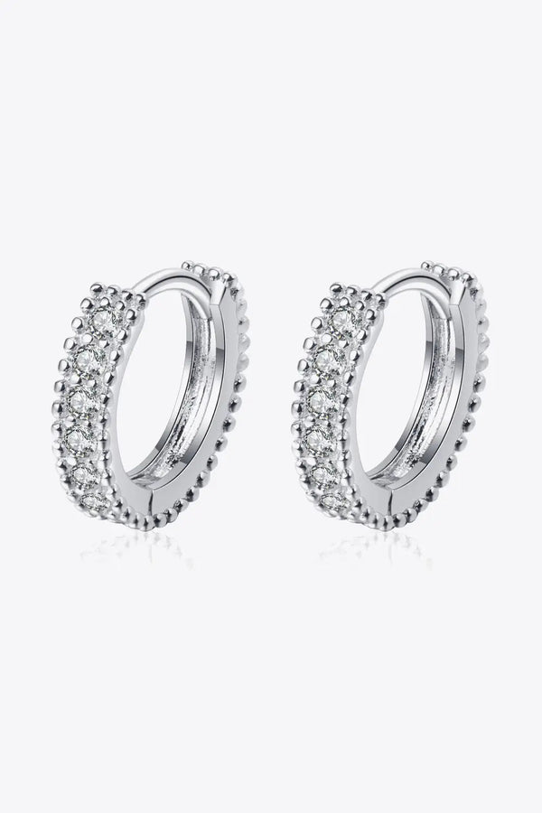 Lovcia 925 Sterling Silver Inlaid Moissanite Huggie Earrings-Earrings-Silver-One Size-Silver