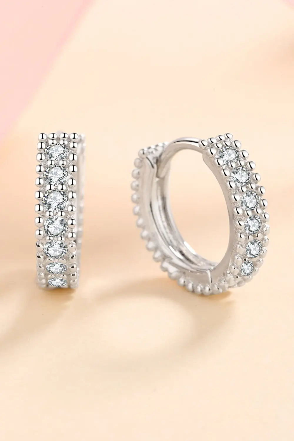 Lovcia 925 Sterling Silver Inlaid Moissanite Huggie Earrings-Earrings-Silver-One Size-Silver