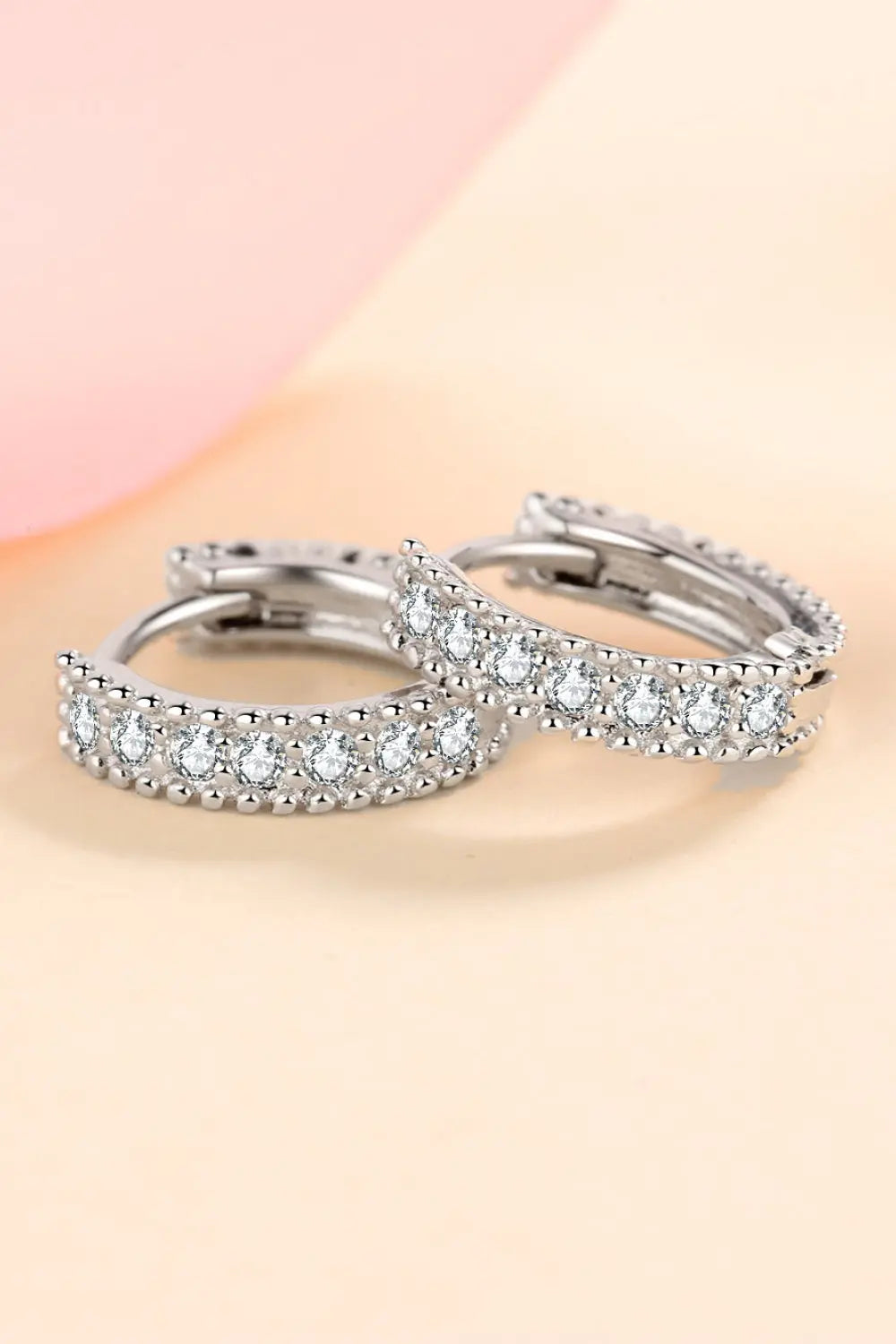 Lovcia 925 Sterling Silver Inlaid Moissanite Huggie Earrings-Earrings-Silver-One Size-Silver