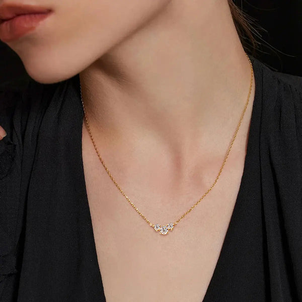 Lovcia 925 Sterling Silver Inlaid Moissanite Necklace-Necklaces-Gold-One Size-Gold