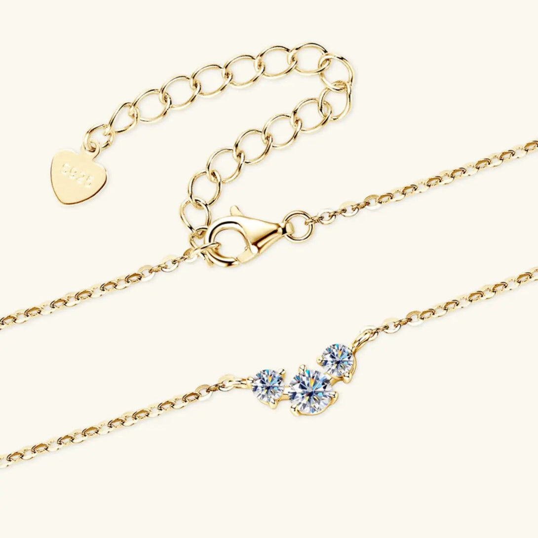 Lovcia 925 Sterling Silver Inlaid Moissanite Necklace-Necklaces-Gold-One Size-Gold