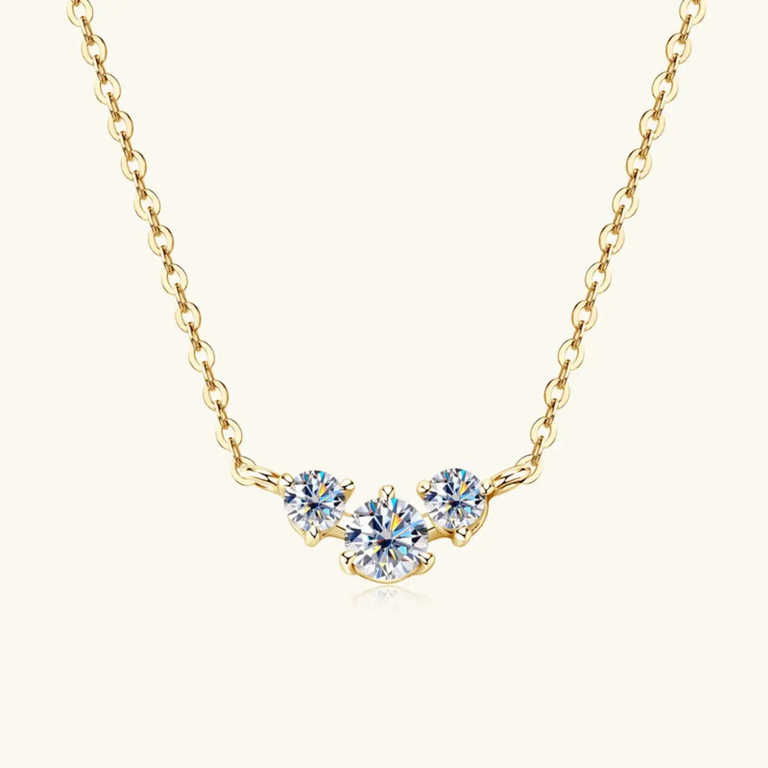 Lovcia 925 Sterling Silver Inlaid Moissanite Necklace-Necklaces-Gold-One Size-Gold