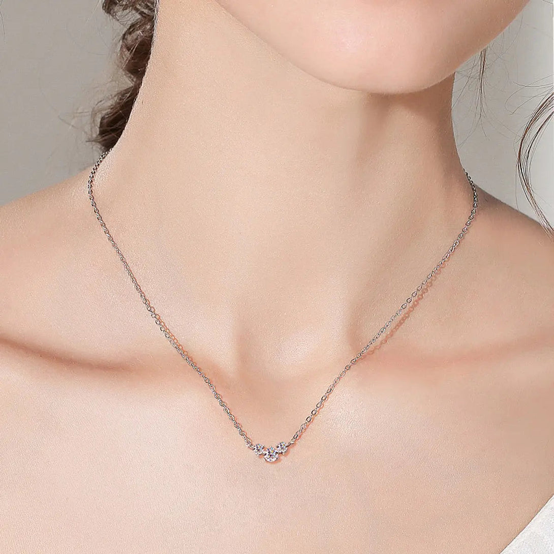 Lovcia 925 Sterling Silver Inlaid Moissanite Necklace-Necklaces-Silver-One Size-Silver