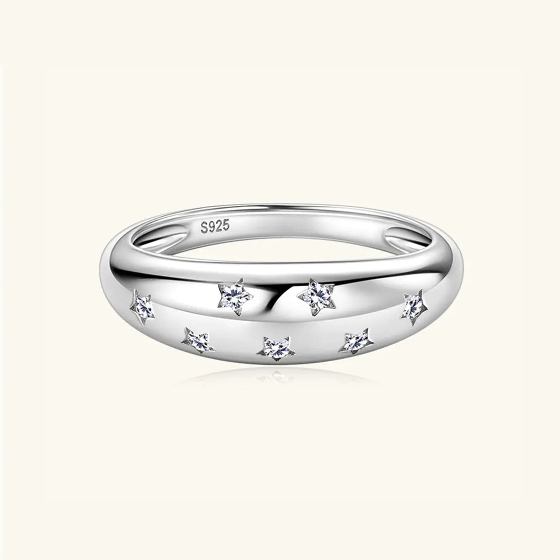 Lovcia 925 Sterling Silver Inlaid Moissanite Star Ring-Rings-Gold-5-Gold