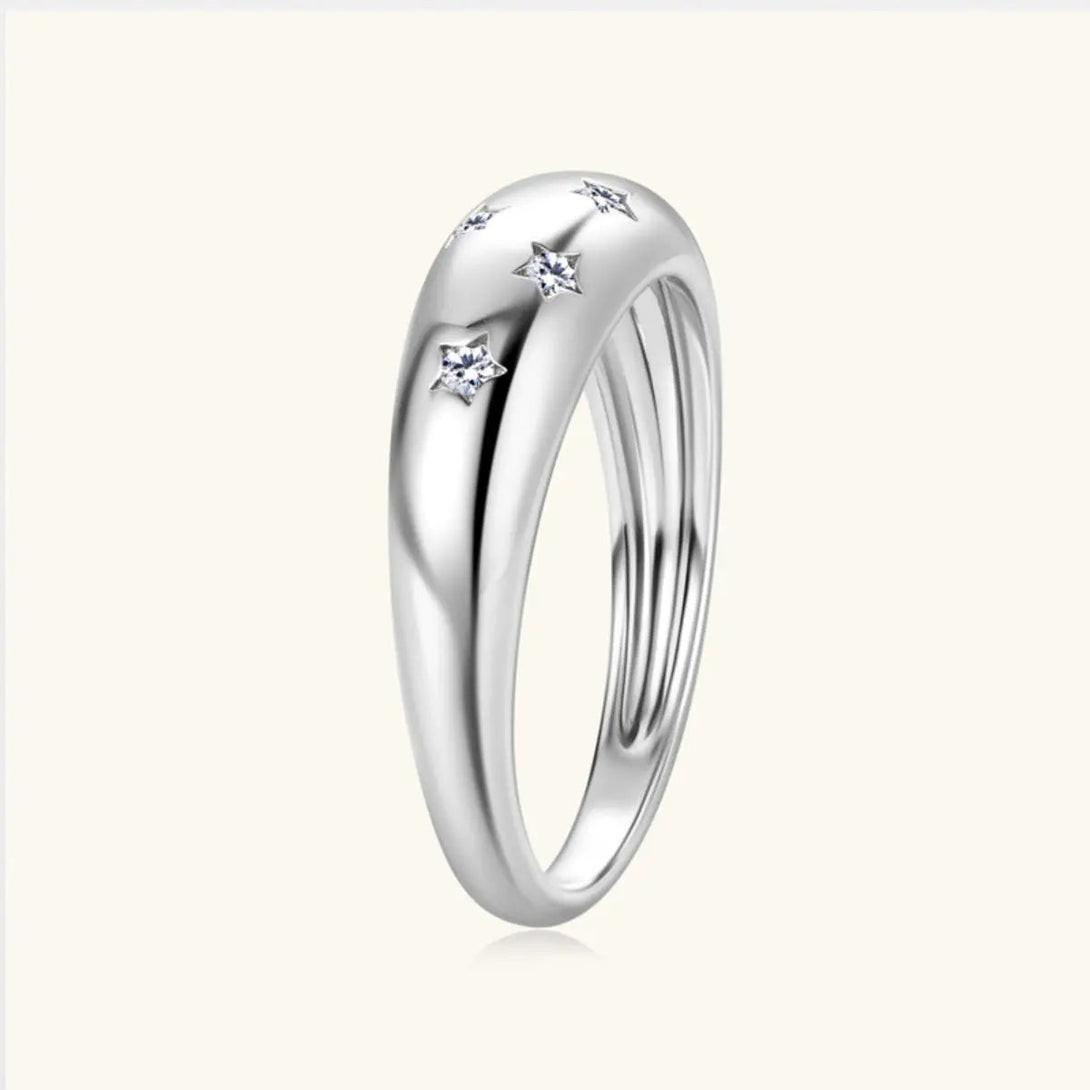 Lovcia 925 Sterling Silver Inlaid Moissanite Star Ring-Rings-Gold-5-Gold