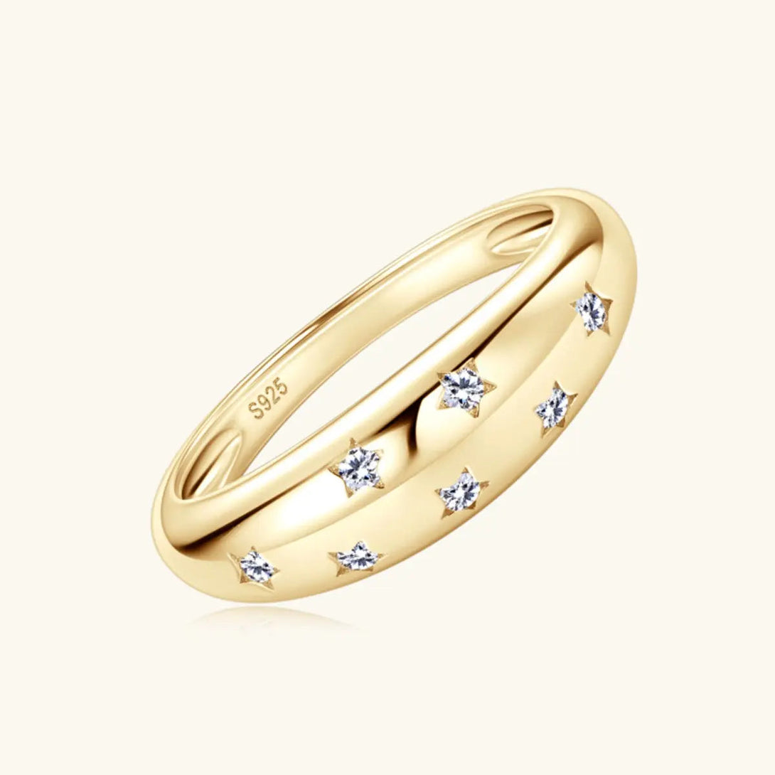 Lovcia 925 Sterling Silver Inlaid Moissanite Star Ring-Rings-Gold-5-Gold