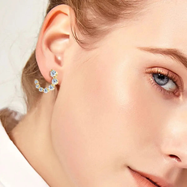 Lovcia 925 Sterling Silver Inlaid Moissanite Stud Earrings-Earrings-Gold-One Size-Gold