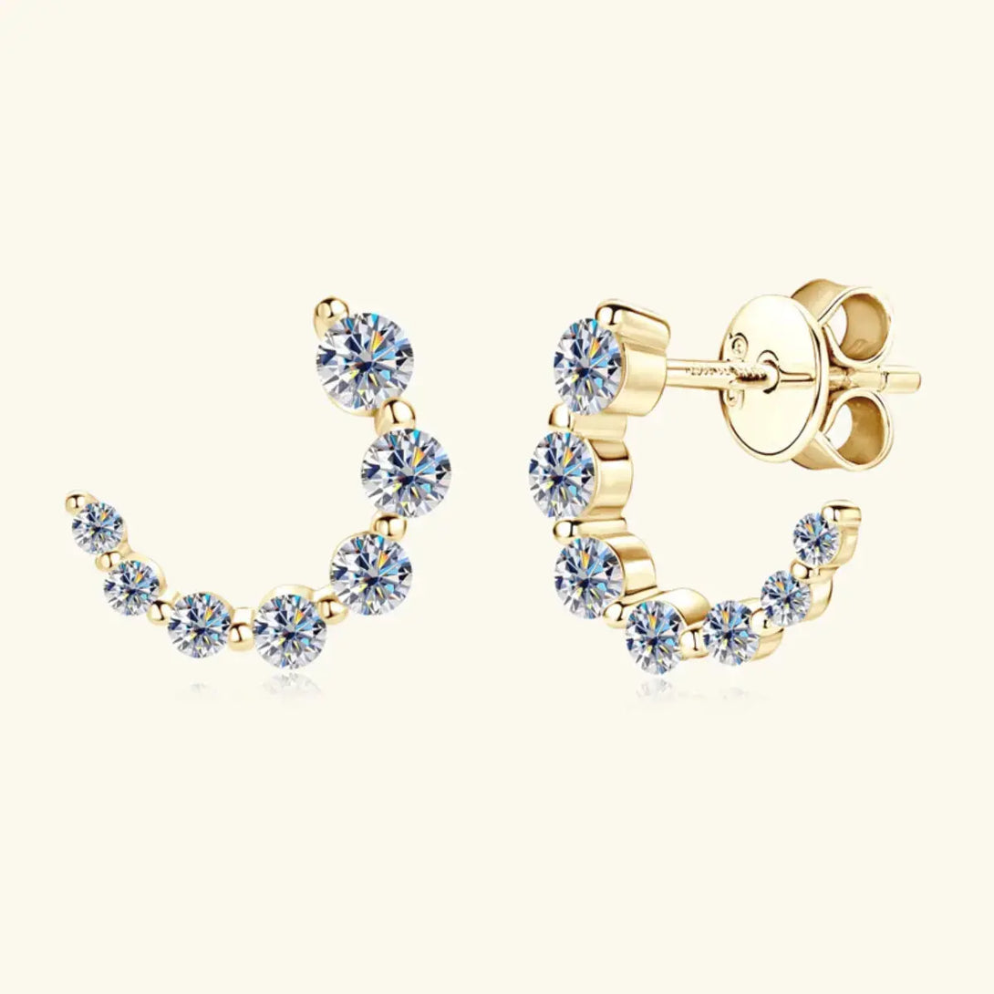 Lovcia 925 Sterling Silver Inlaid Moissanite Stud Earrings-Earrings-Gold-One Size-Gold