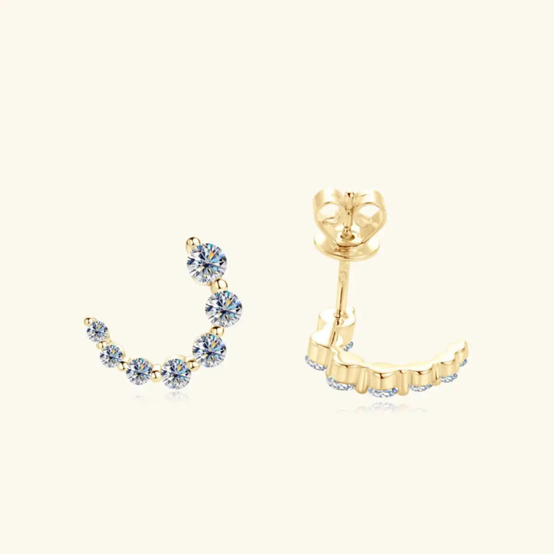 Lovcia 925 Sterling Silver Inlaid Moissanite Stud Earrings-Earrings-Gold-One Size-Gold
