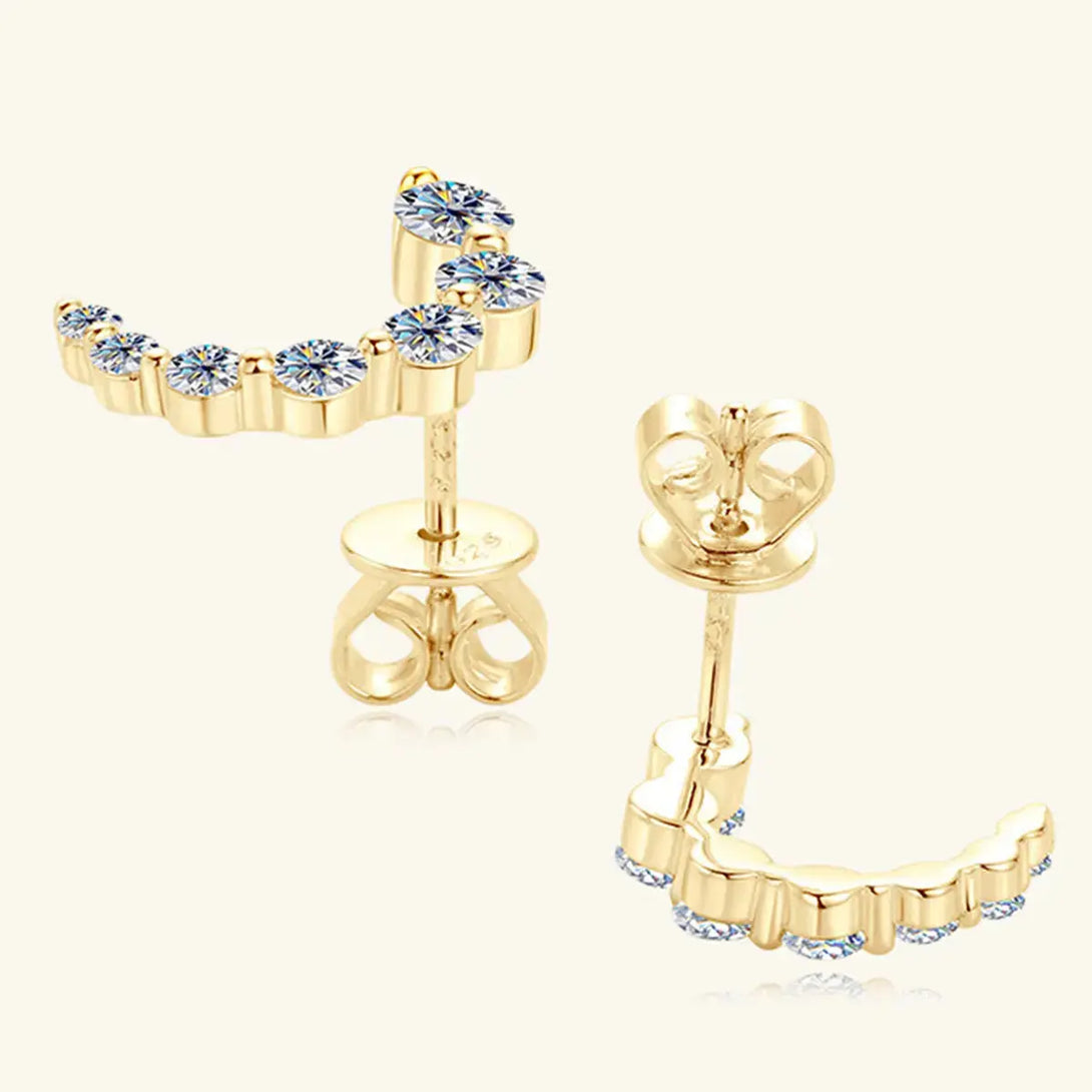 Lovcia 925 Sterling Silver Inlaid Moissanite Stud Earrings-Earrings-Gold-One Size-Gold