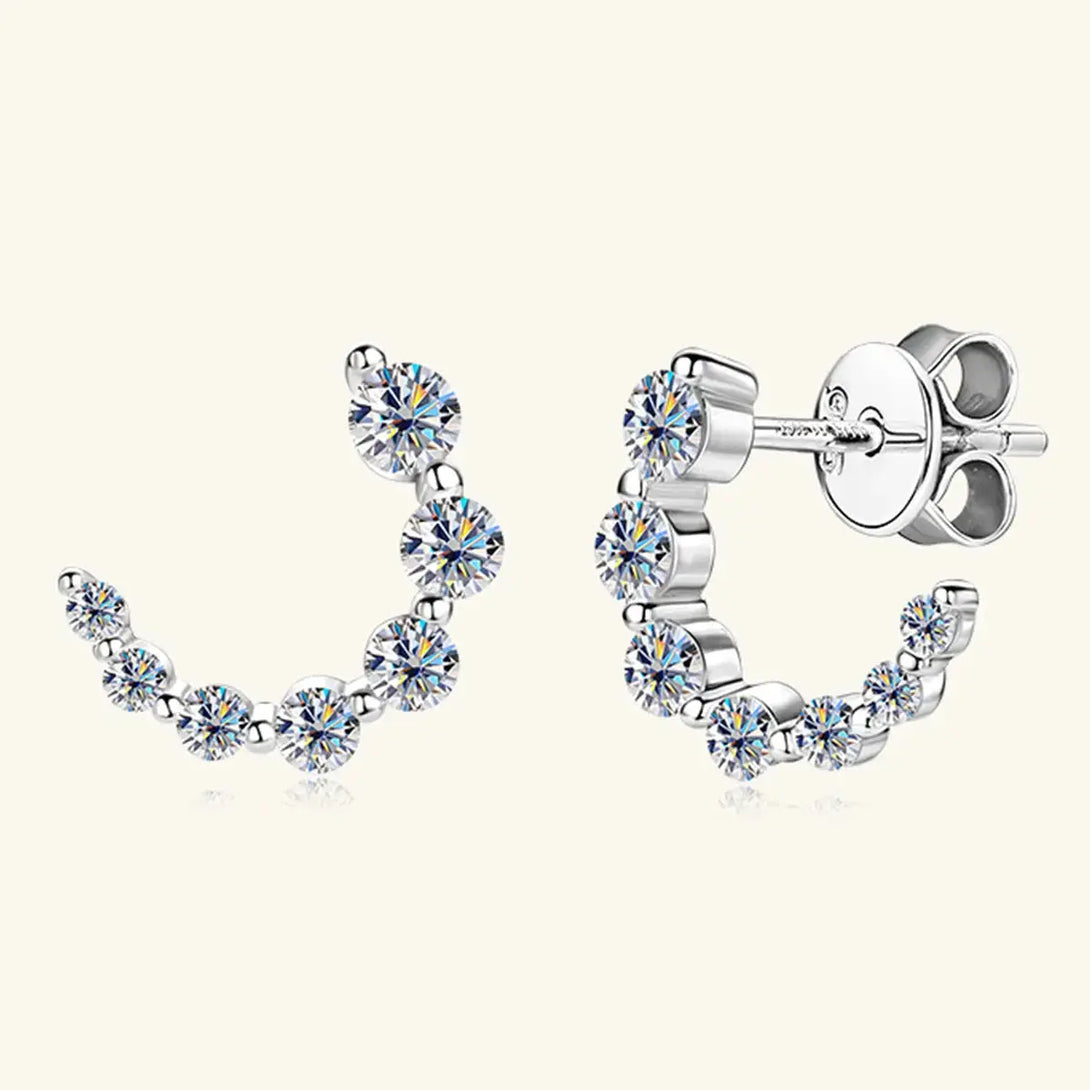 Lovcia 925 Sterling Silver Inlaid Moissanite Stud Earrings-Earrings-Gold-One Size-Gold