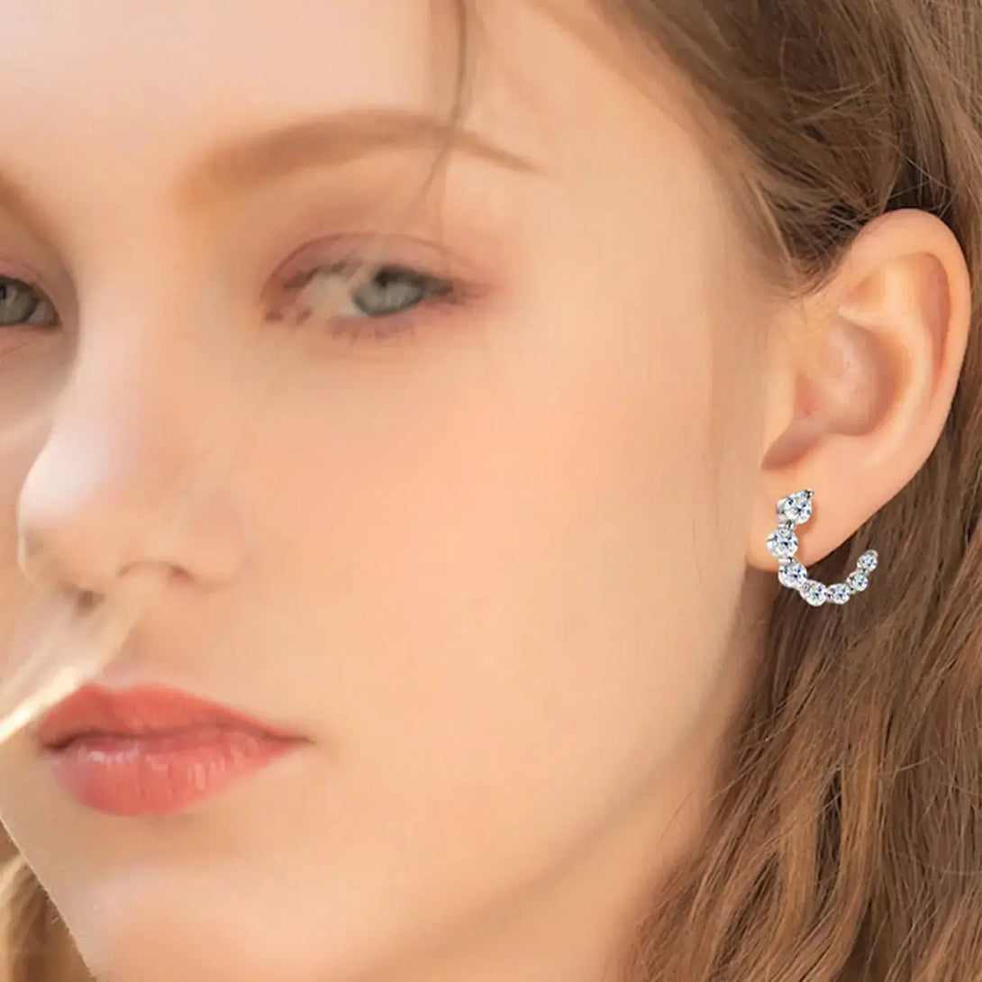 Lovcia 925 Sterling Silver Inlaid Moissanite Stud Earrings-Earrings-Silver-One Size-Silver