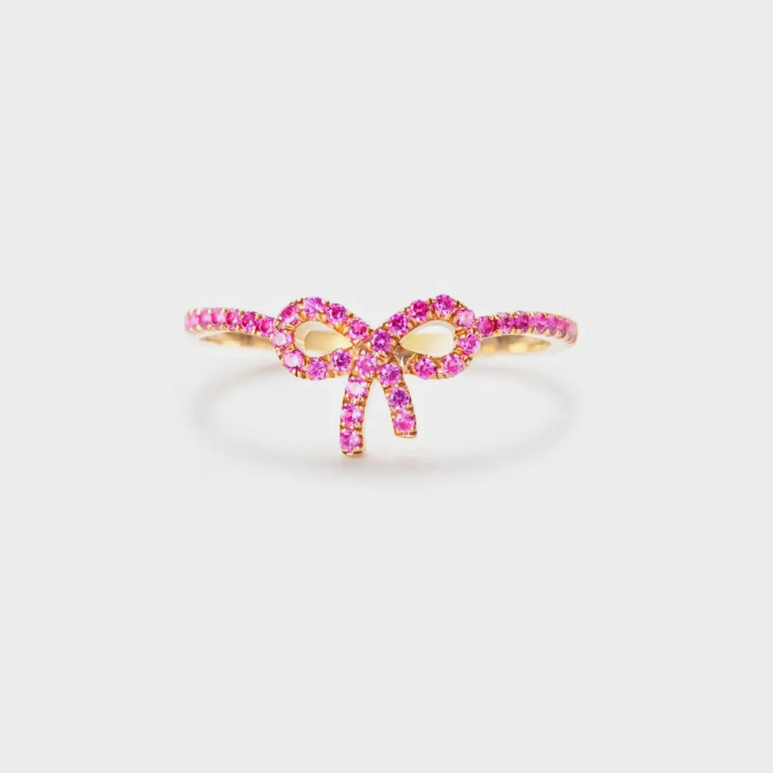 Lovcia 925 Sterling Silver Inlaid Zircon Bow Ring-Rings-Rose Gold-5-Rose Gold