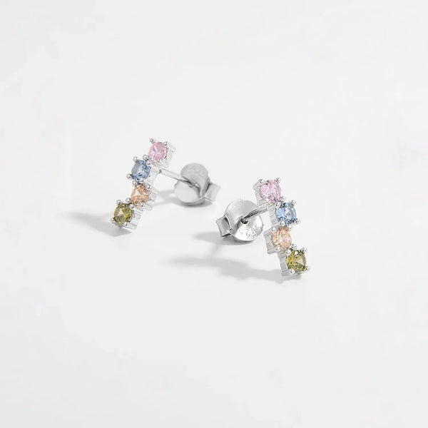 Lovcia 925 Sterling Silver Inlaid Zircon Earrings-Earrings-Silver-One Size-Silver