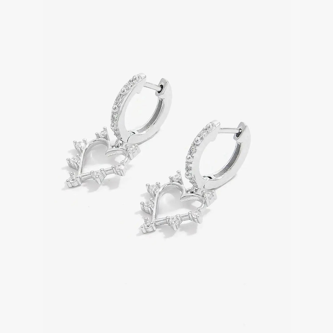 Lovcia 925 Sterling Silver Inlaid Zircon Heart Dangle Earrings-Earrings-Silver-One Size-Silver