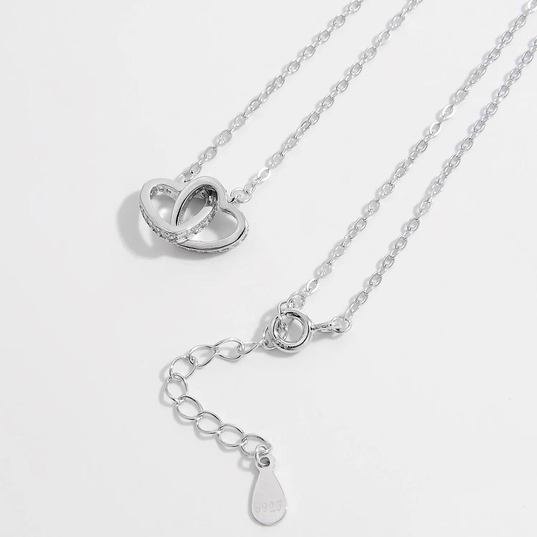 Lovcia 925 Sterling Silver Inlaid Zircon Heart Necklace-Necklaces-Silver-One Size-Silver