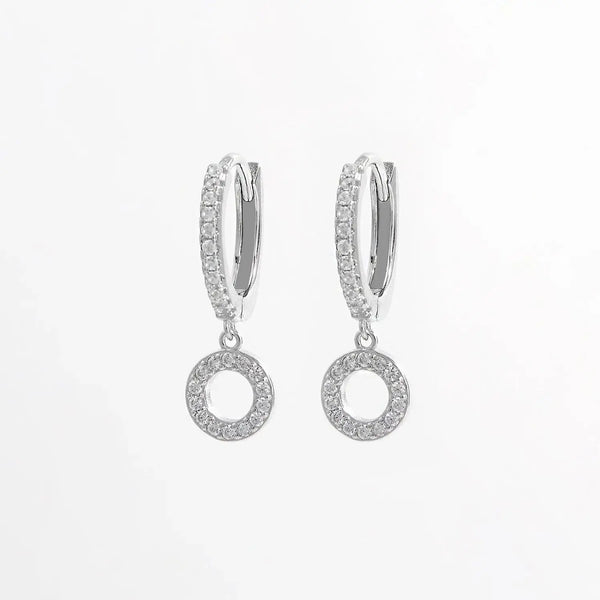 Lovcia 925 Sterling Silver Inlaid Zircon Hoop Dangle Earrings-Earrings-Silver-One Size-Silver