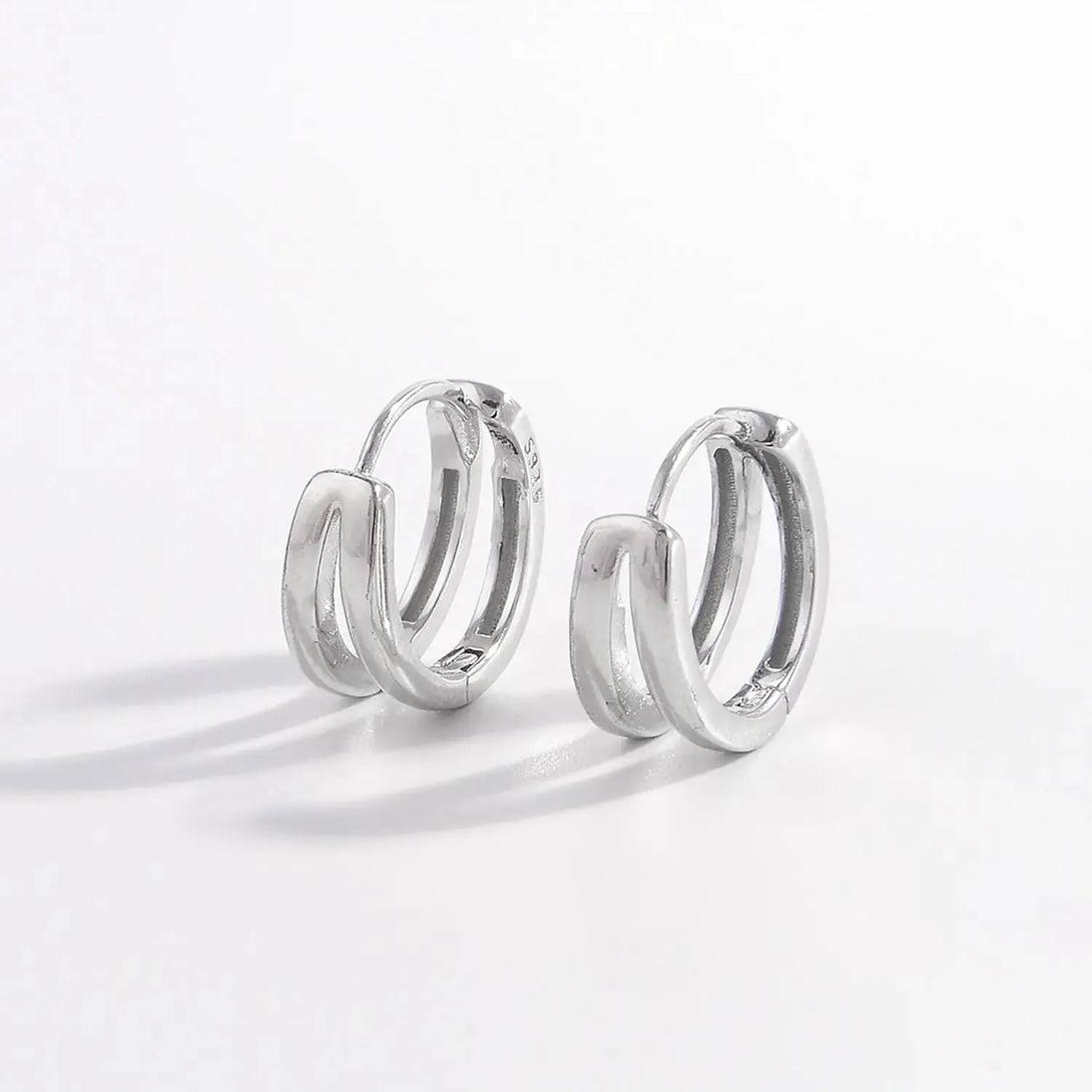 Lovcia 925 Sterling Silver Inlaid Zircon Huggie Earrings-Earrings-Silver-One Size-Silver