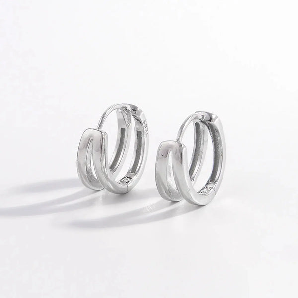 Lovcia 925 Sterling Silver Inlaid Zircon Huggie Earrings-Earrings-Silver-One Size-Silver