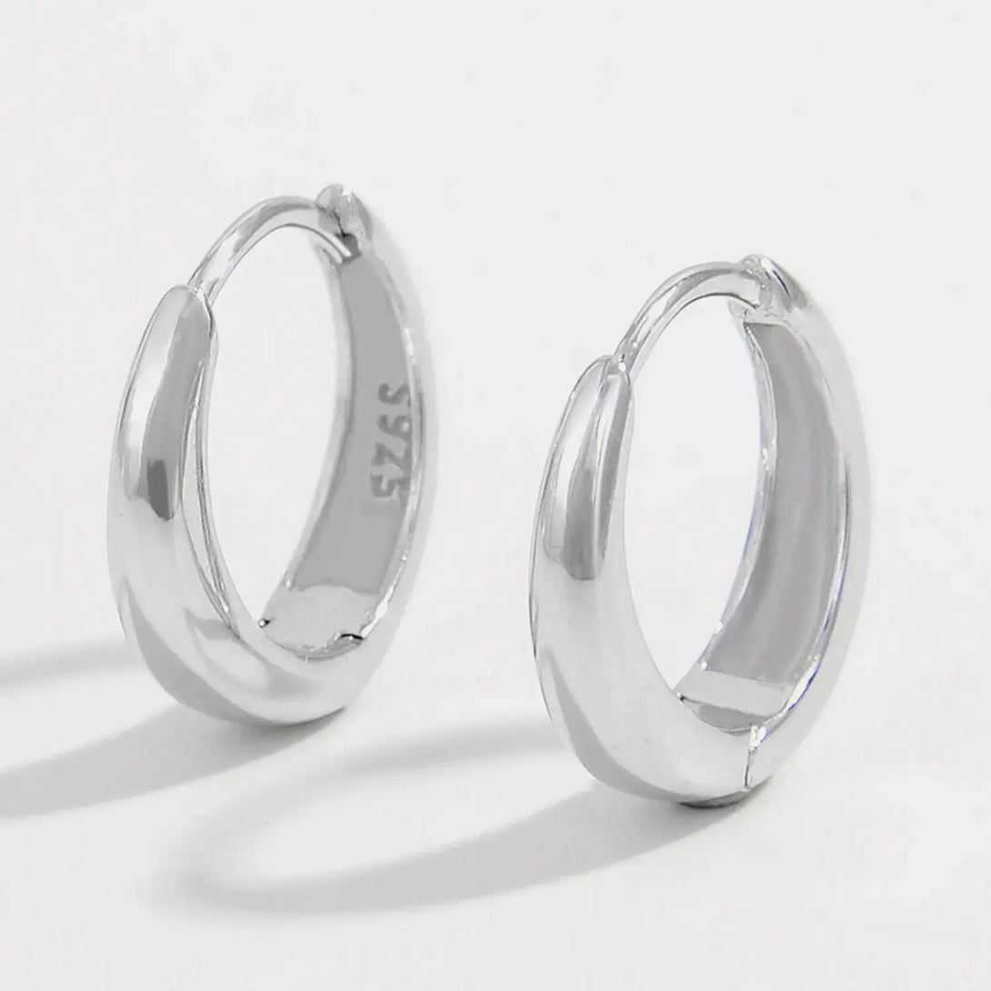 Lovcia 925 Sterling Silver Inlaid Zircon Huggie Earrings-Earrings-Silver-One Size-Silver