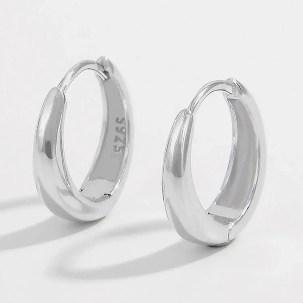 Lovcia 925 Sterling Silver Inlaid Zircon Huggie Earrings-Earrings-Silver-One Size-Silver