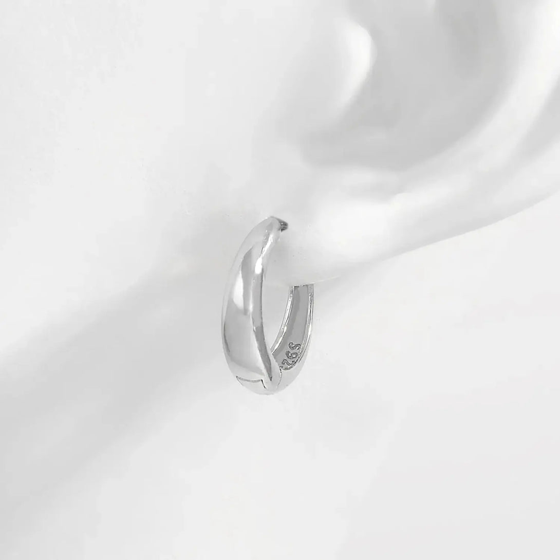 Lovcia 925 Sterling Silver Inlaid Zircon Huggie Earrings-Earrings-Silver-One Size-Silver