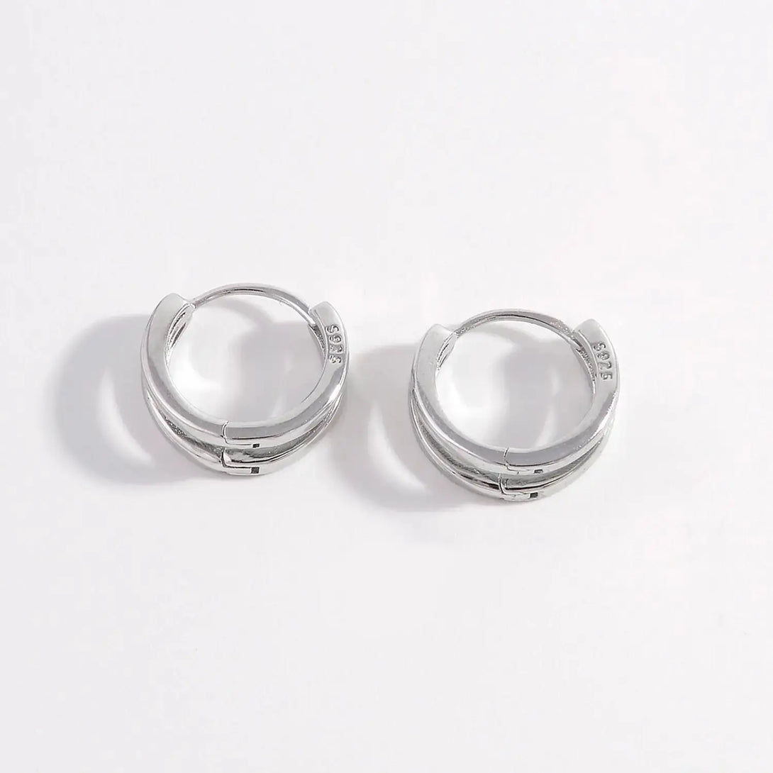 Lovcia 925 Sterling Silver Inlaid Zircon Huggie Earrings-Earrings-Silver-One Size-Silver