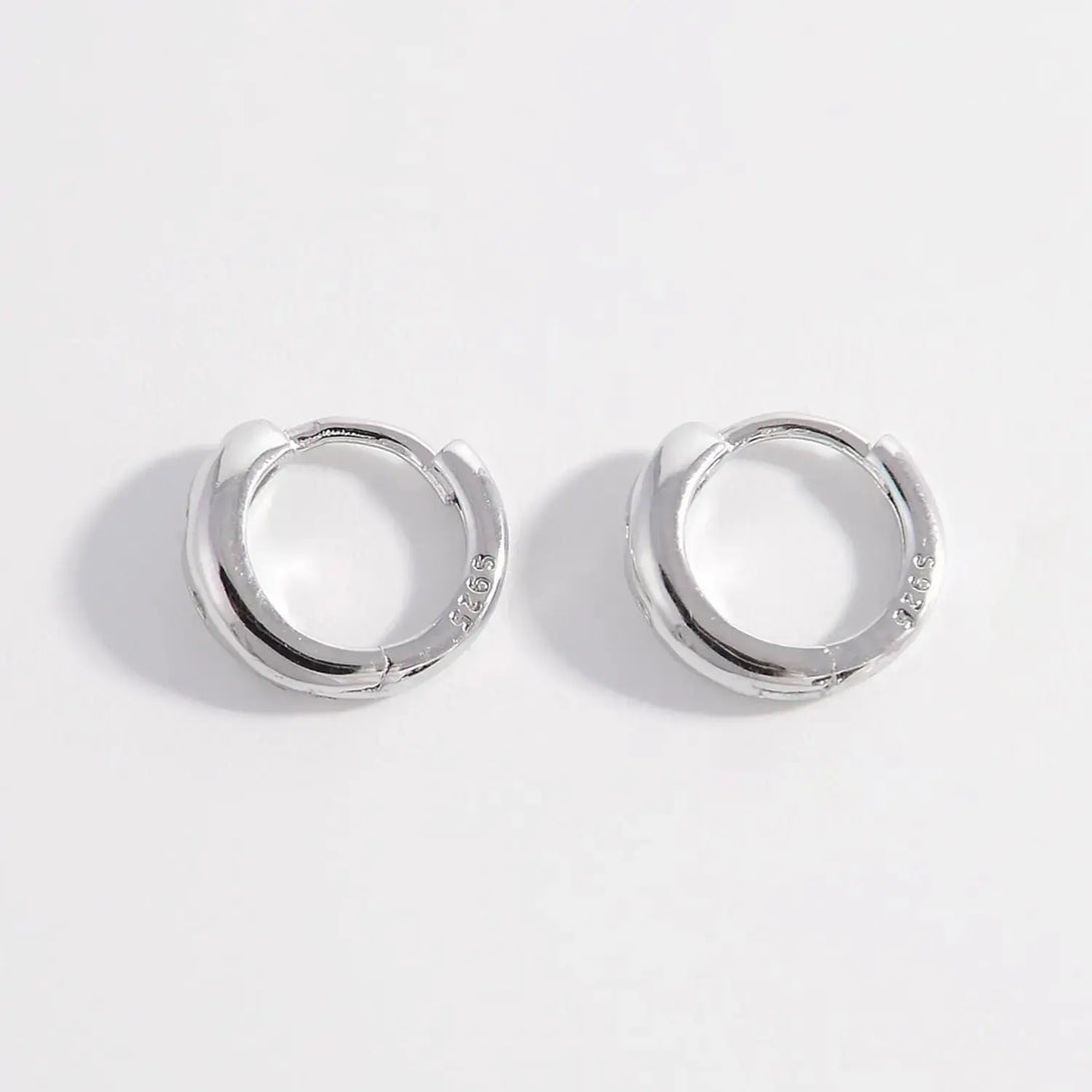 Lovcia 925 Sterling Silver Inlaid Zircon Huggie Earrings-Earrings-Silver-One Size-Silver