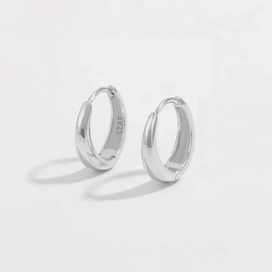 Lovcia 925 Sterling Silver Inlaid Zircon Huggie Earrings-Earrings-Silver-One Size-Silver