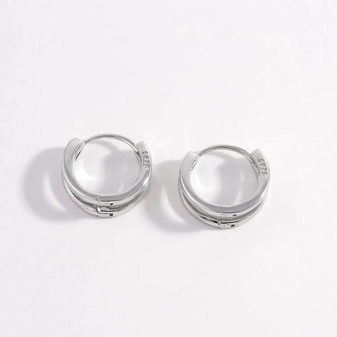Lovcia 925 Sterling Silver Inlaid Zircon Huggie Earrings-Earrings-Silver-One Size-Silver
