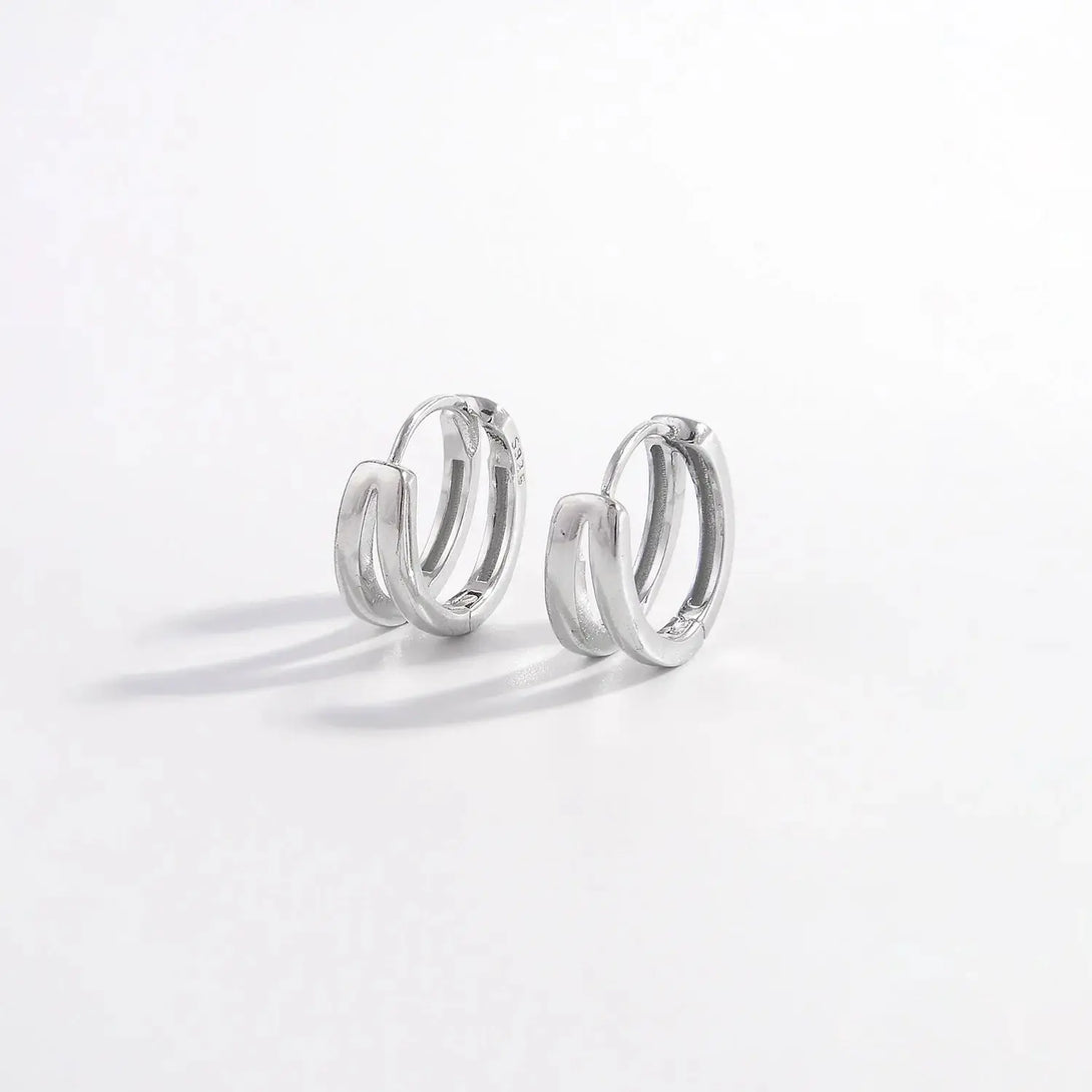 Lovcia 925 Sterling Silver Inlaid Zircon Huggie Earrings-Earrings-Silver-One Size-Silver