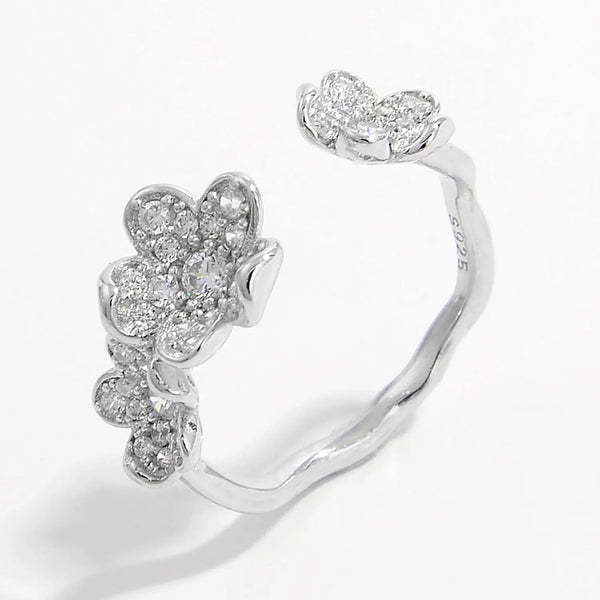 Lovcia 925 Sterling Silver Inlaid Zircon Open Ring-Rings-Silver-6-Silver
