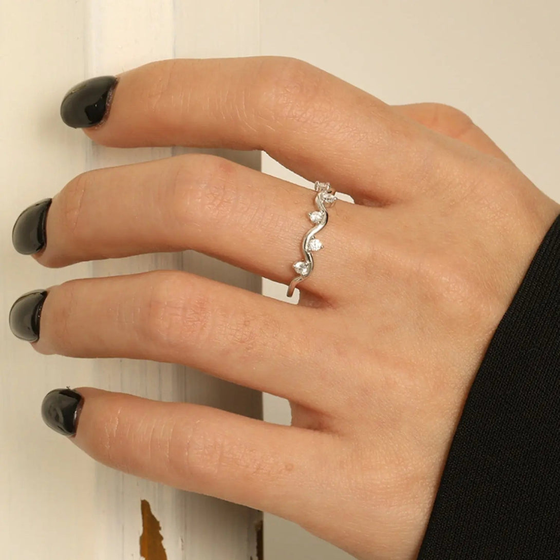 Lovcia 925 Sterling Silver Inlaid Zircon Ring-Rings-Gold-5-Gold