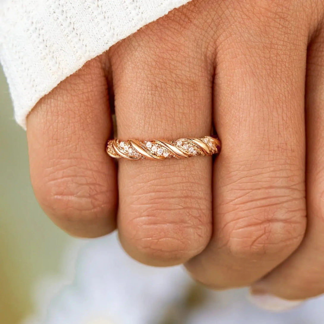 Lovcia 925 Sterling Silver Inlaid Zircon Ring-Rings-Gold-6-Gold