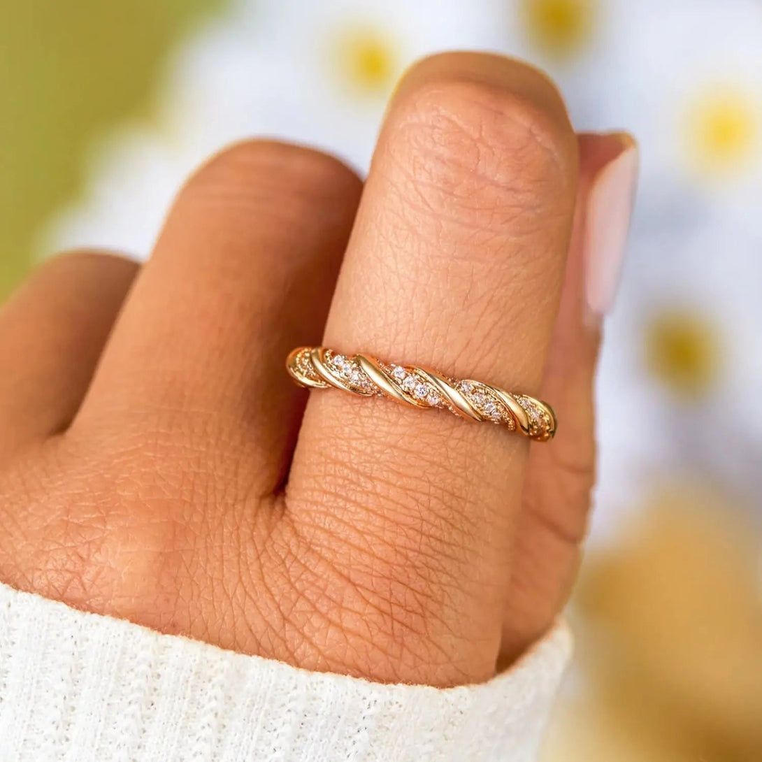 Lovcia 925 Sterling Silver Inlaid Zircon Ring-Rings-Gold-6-Gold