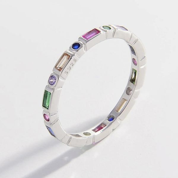 Lovcia 925 Sterling Silver Inlaid Zircon Ring-Rings-Silver-6-Silver
