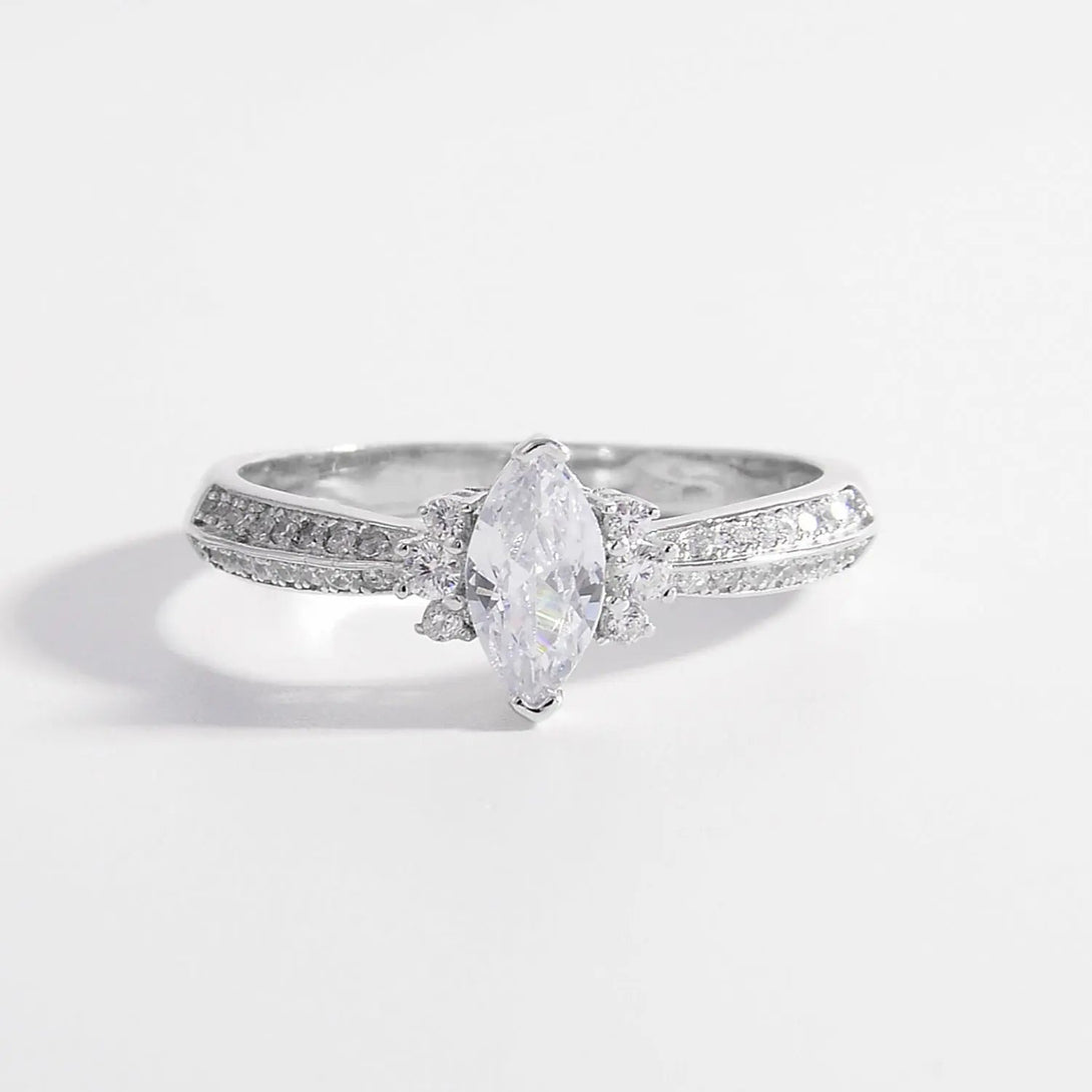 Lovcia 925 Sterling Silver Inlaid Zircon Ring-Rings-Silver-6-Silver